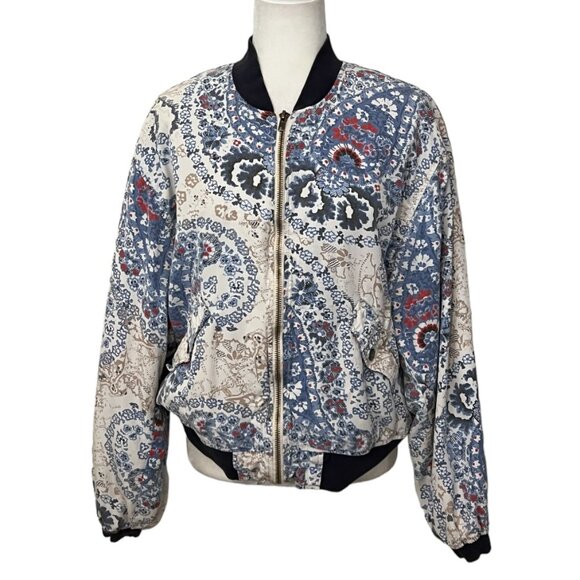 Free People Jackets & Blazers - Free People Women's Bomber Jacket Zip Front Size Medium Paisley Daytrip